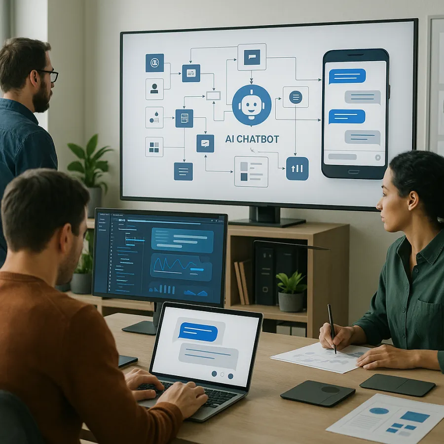 AI chatbot assistant helping customers on website and messaging apps