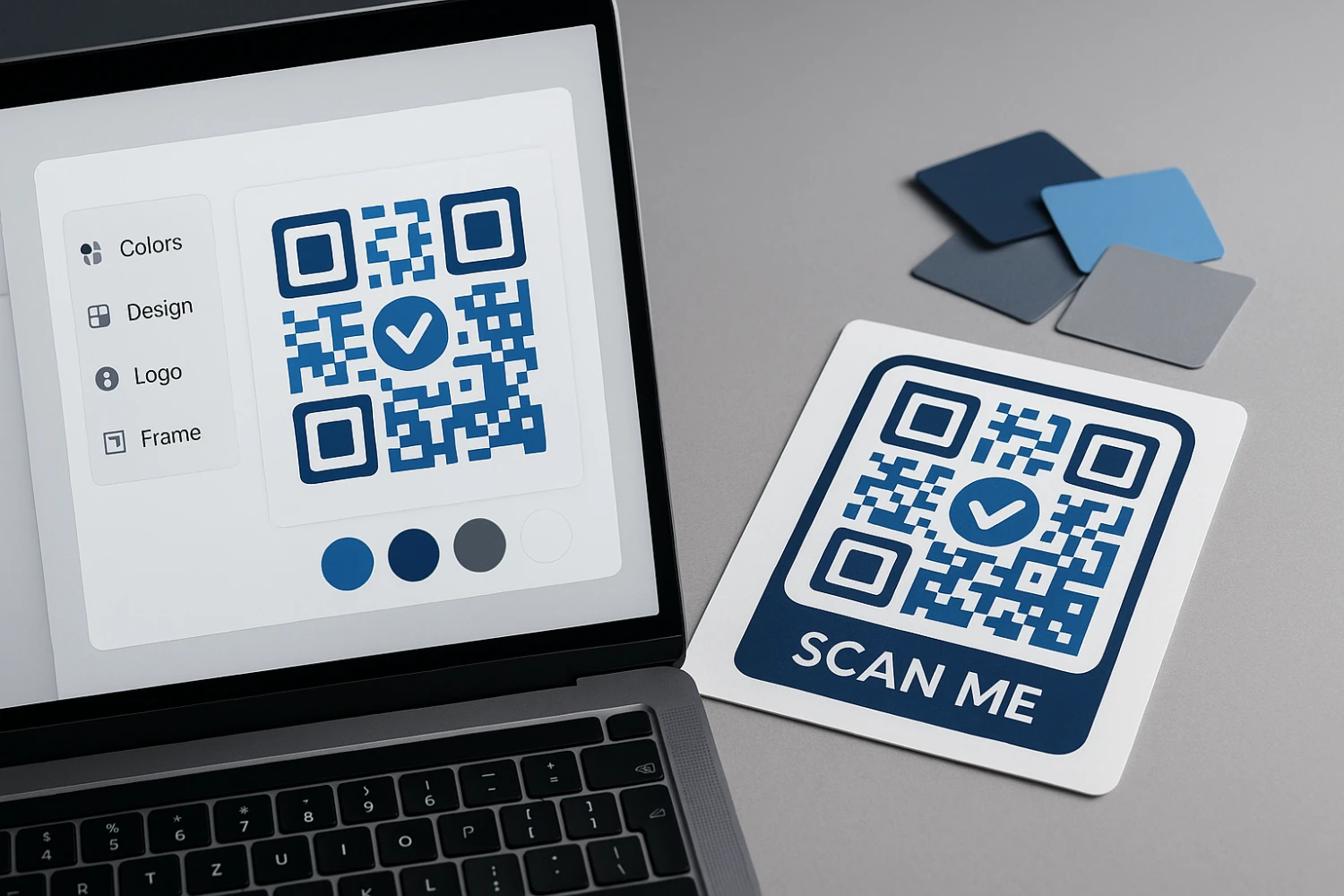 Branded QR code with custom colors logo and frame