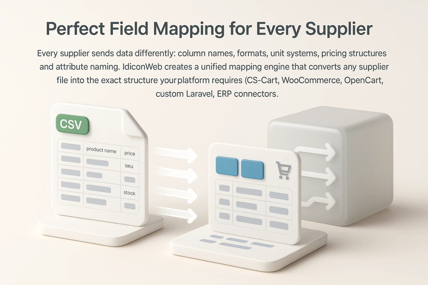 Mapping supplier CSV XML fields into platform structure