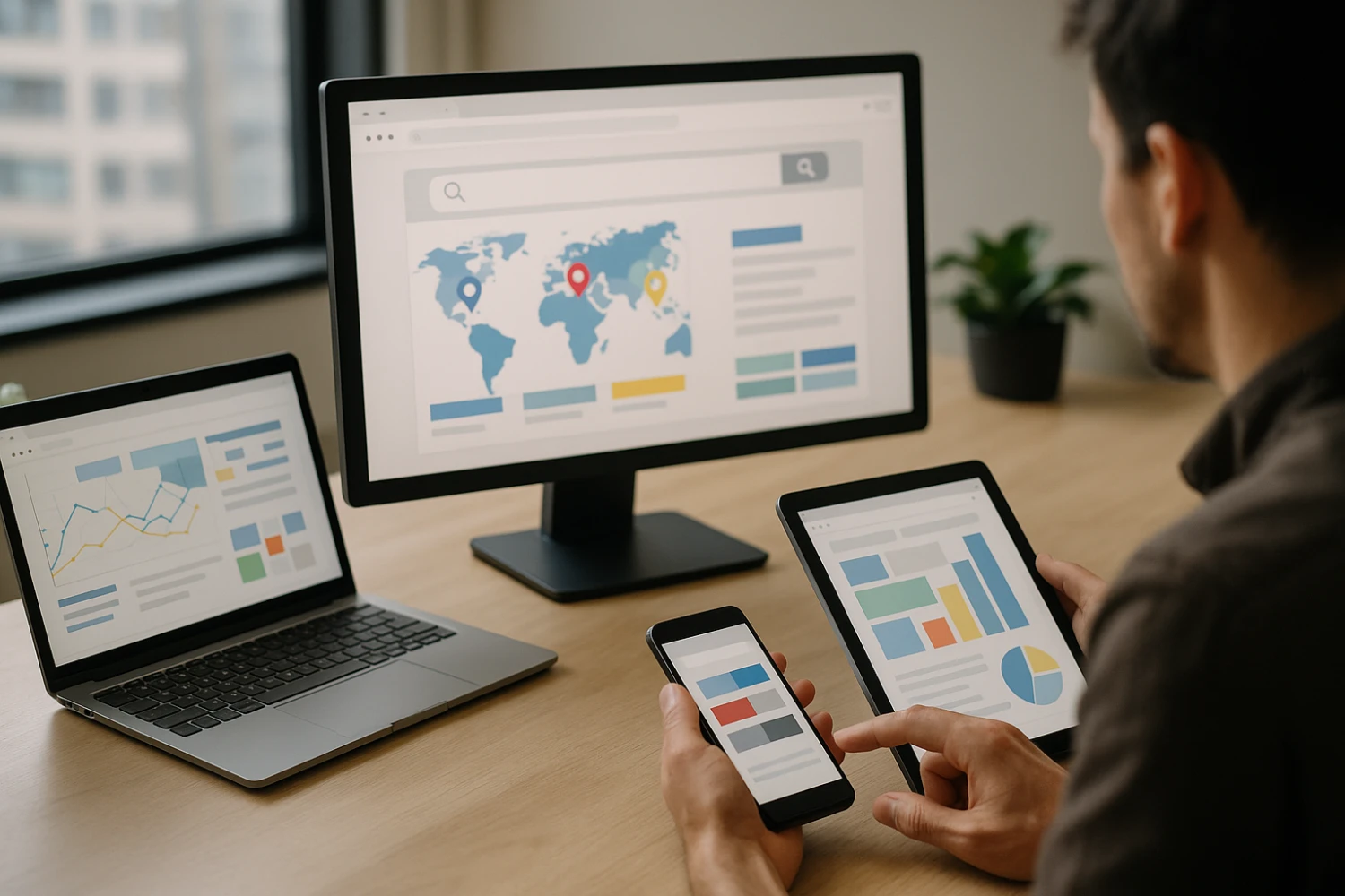 Multi-language search engine referencing across countries