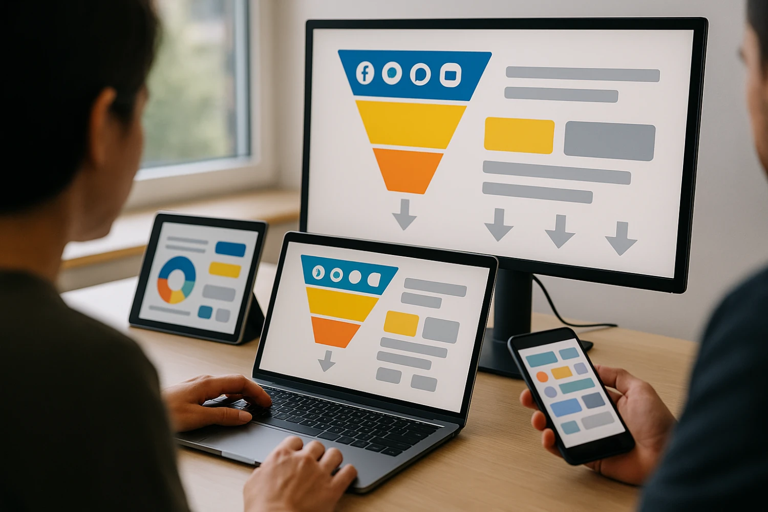 Social media funnel combining organic and paid campaigns