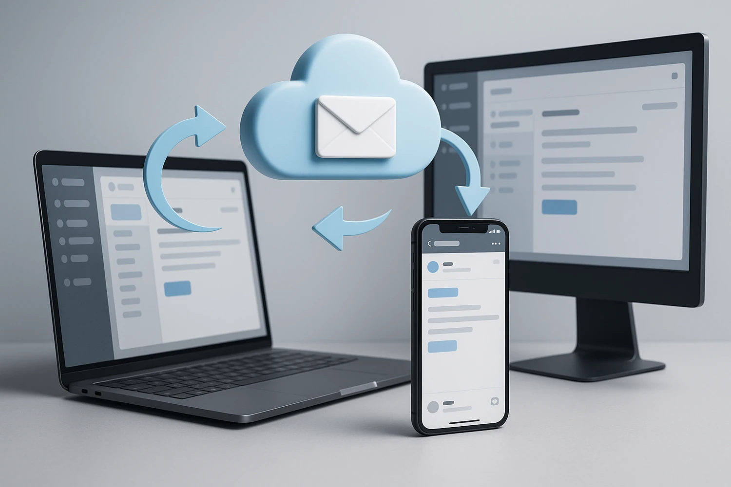 Business email synchronization across all devices mobile desktop webmail